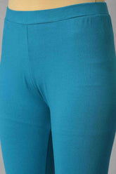 Teal Blue Saree Style kurta With Tights W for Women's